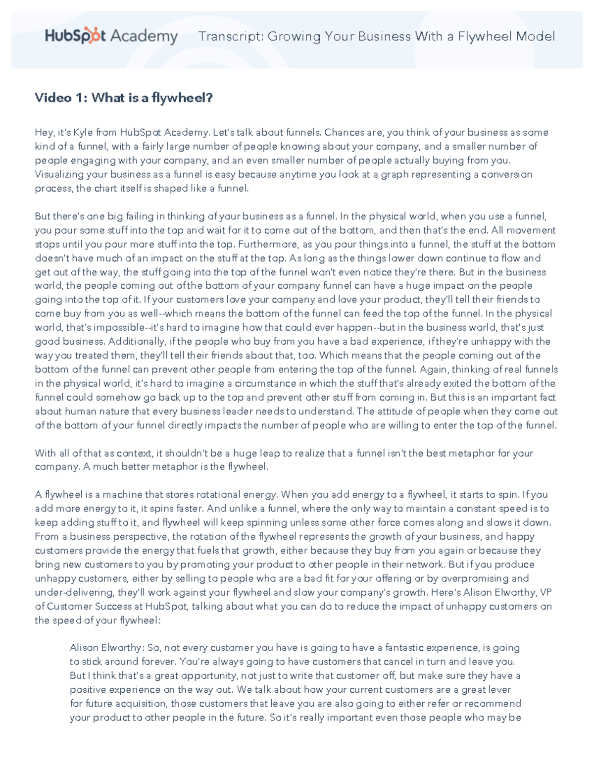 Growing Your Biz: Evaluating the Flywheel Model - Group Project Form ...