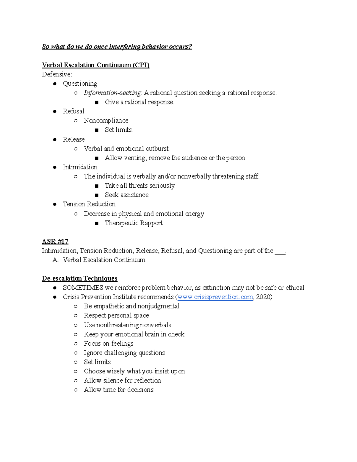 CPI 101: Responding Effectively to Interfering Behavior Techniques ...