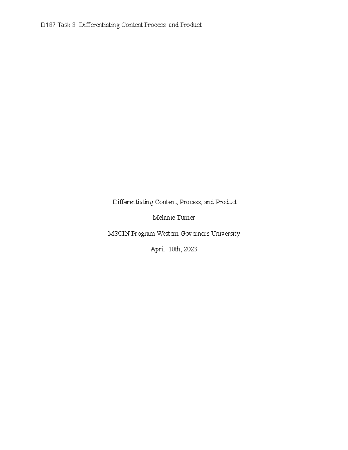 Differentiating Content Process and Product - Differentiating Content ...