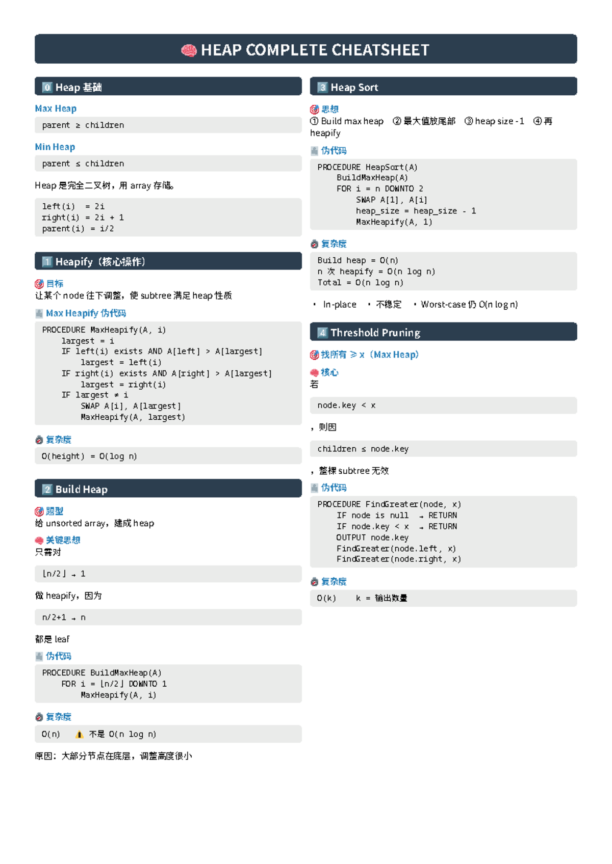 Heap 基础 HEAP COMPLETE CHEATSHEET 课程笔记 - Studocu