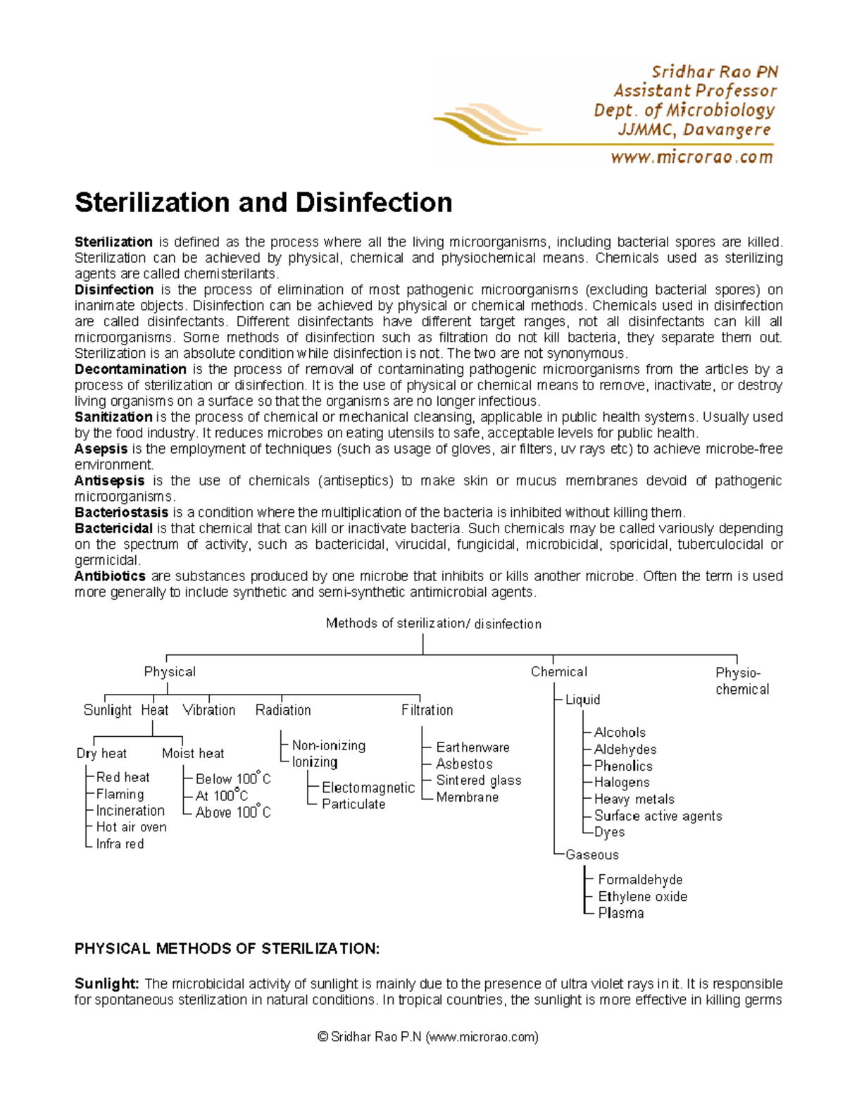 Sterilization and Disinfection: Key Concepts and Methods - FRFF - Studocu
