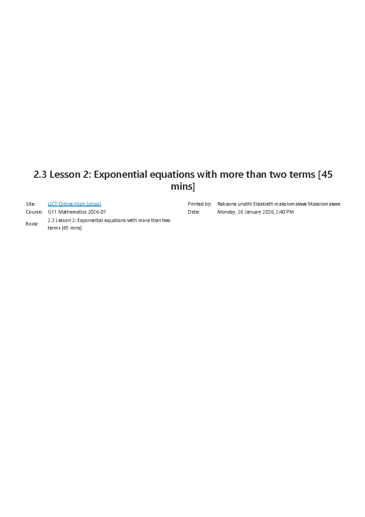 G11 Mathematics: Lesson 2 - Exponential Equations with More Than Two ...