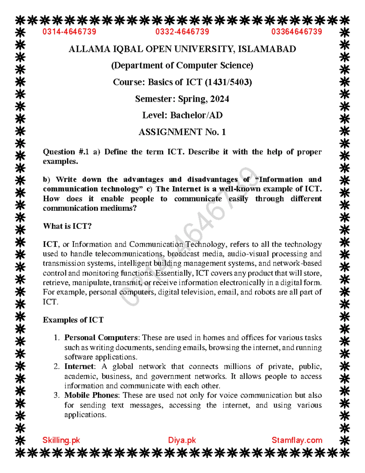Assignment Guidelines for Basics of ICT (5403/1431) - Autumn 2024 - Studocu