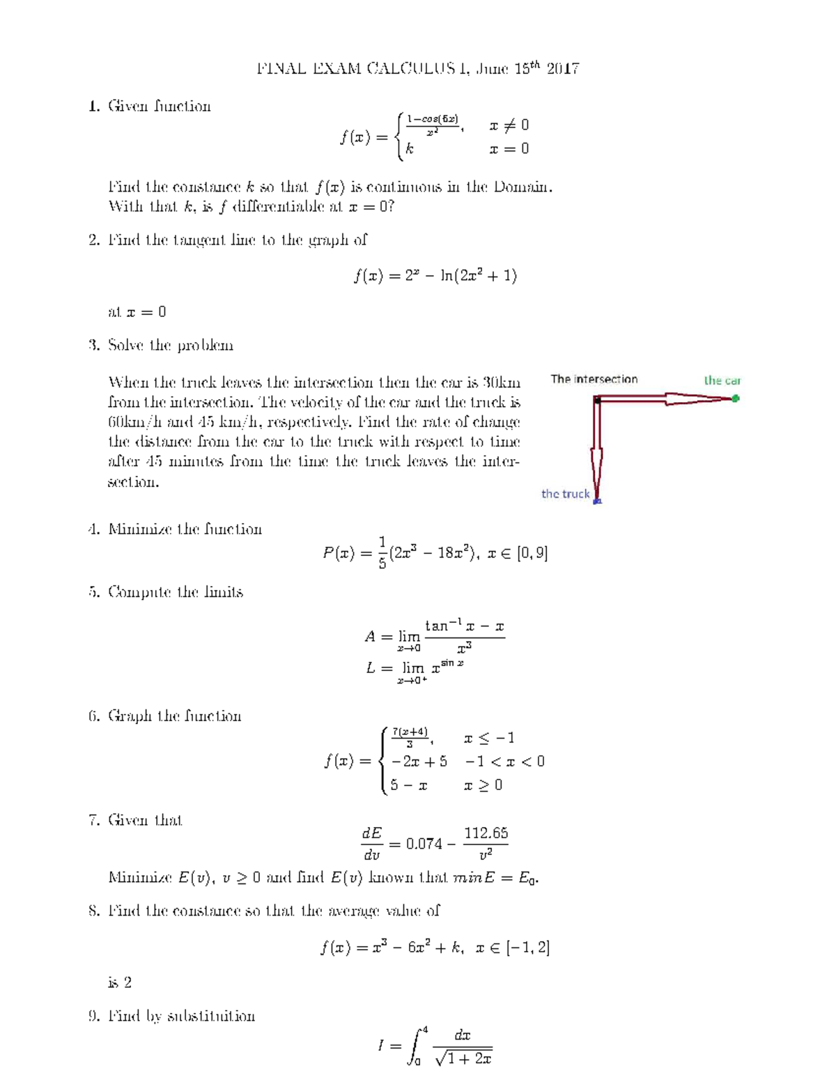 FINAL EXAM MATH141601E: CALCULUS I Solutions and Analysis - Studocu