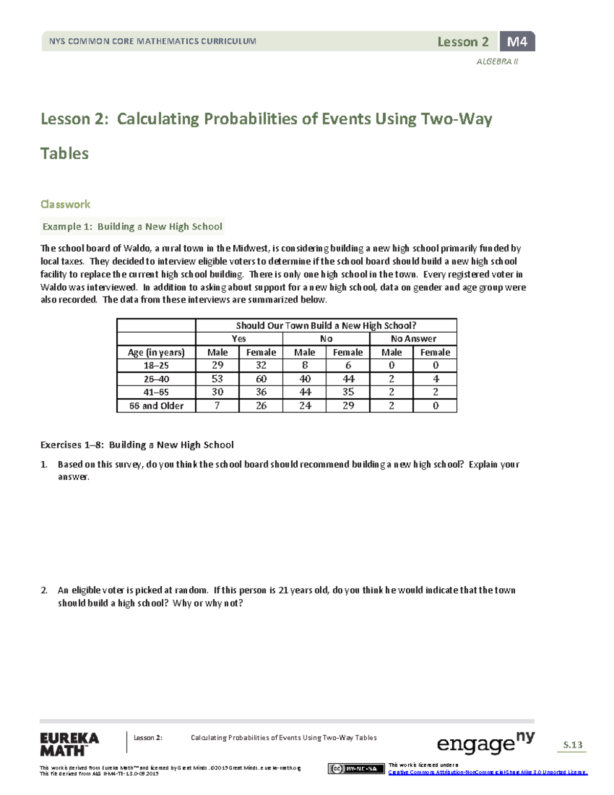 NYS COMMON CORE MATHEMATICS CURRICULUM M4 ALGEBRA II Lesson 2 ...
