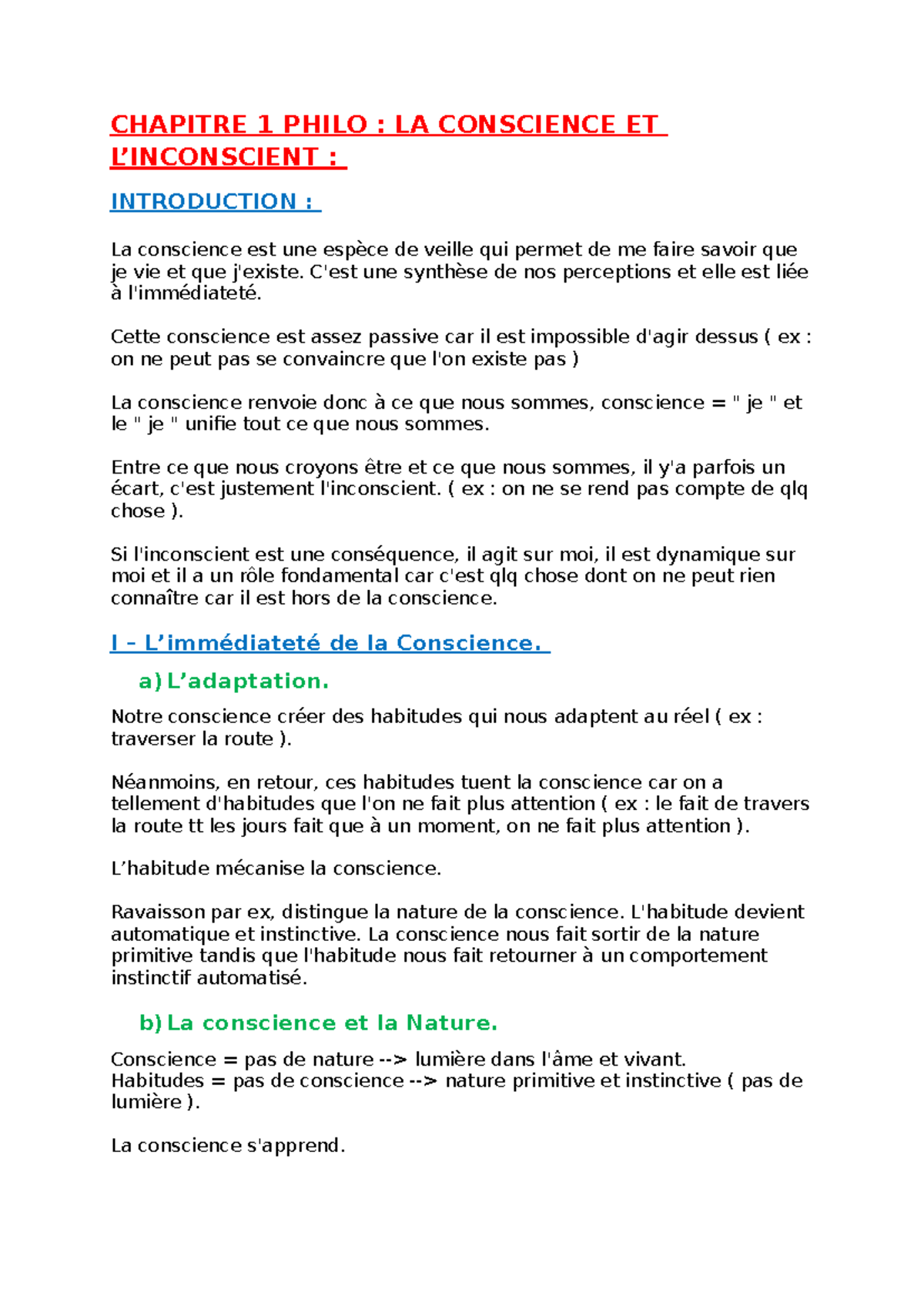 Chapitre 1 : La Conscience et l'Inconscient en Philosophie - PHILO ...