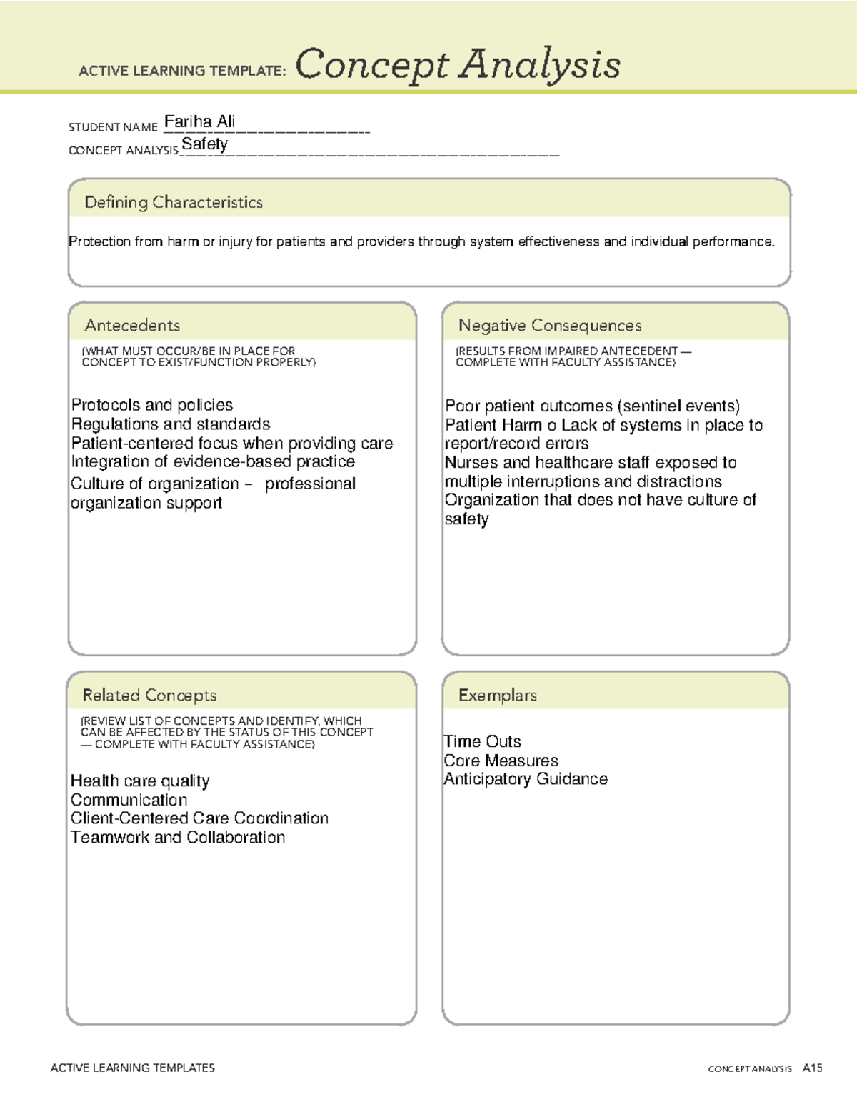 Safety Concept Analysis - Active Learning Template Document - Studocu