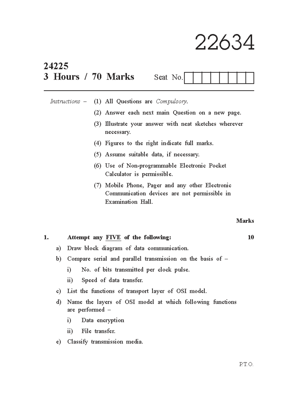 22634 Computer Networking & Data Communication Summer 2025 Exam Paper ...