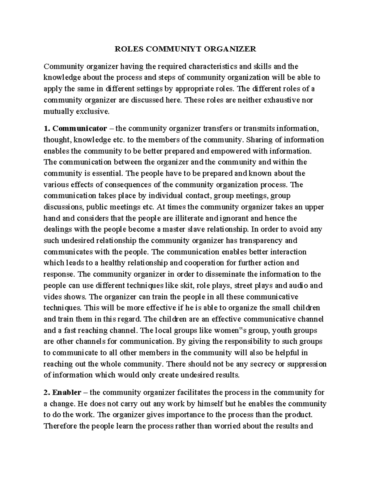 Unit 10 Roles of a Community Organizer: Key Functions and ...