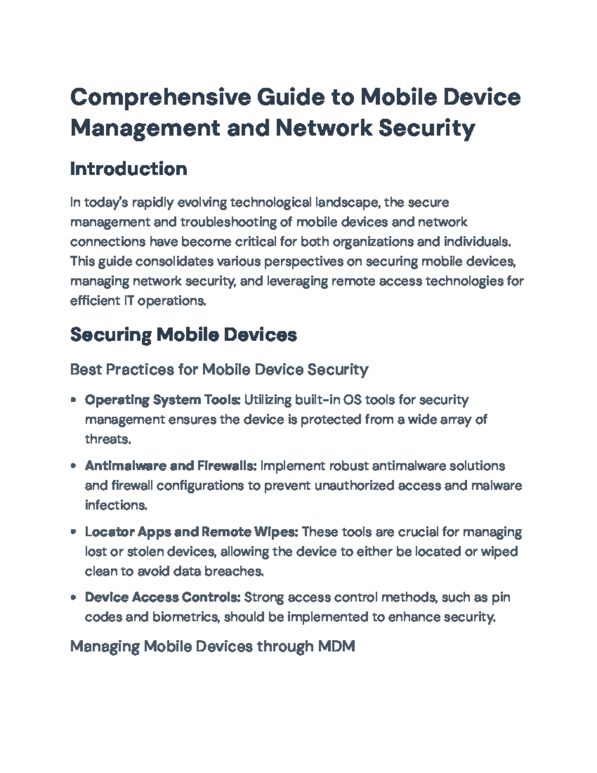 Comprehensive Guide to Mobile Device Management & Network Security ...