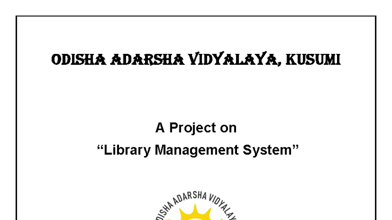 Library Management System Project Report - OAV Kusumi - Studocu