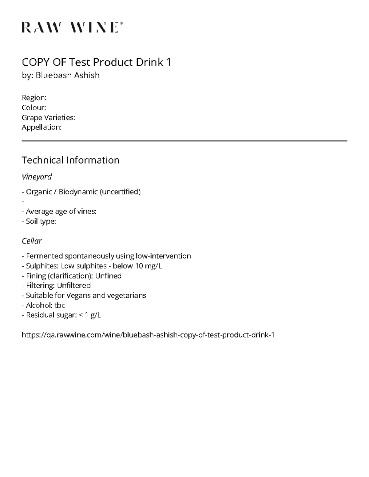 RAW WINE COPY OF Test Product Drink 1 - COPY OF Test Product Drink 1 by ...