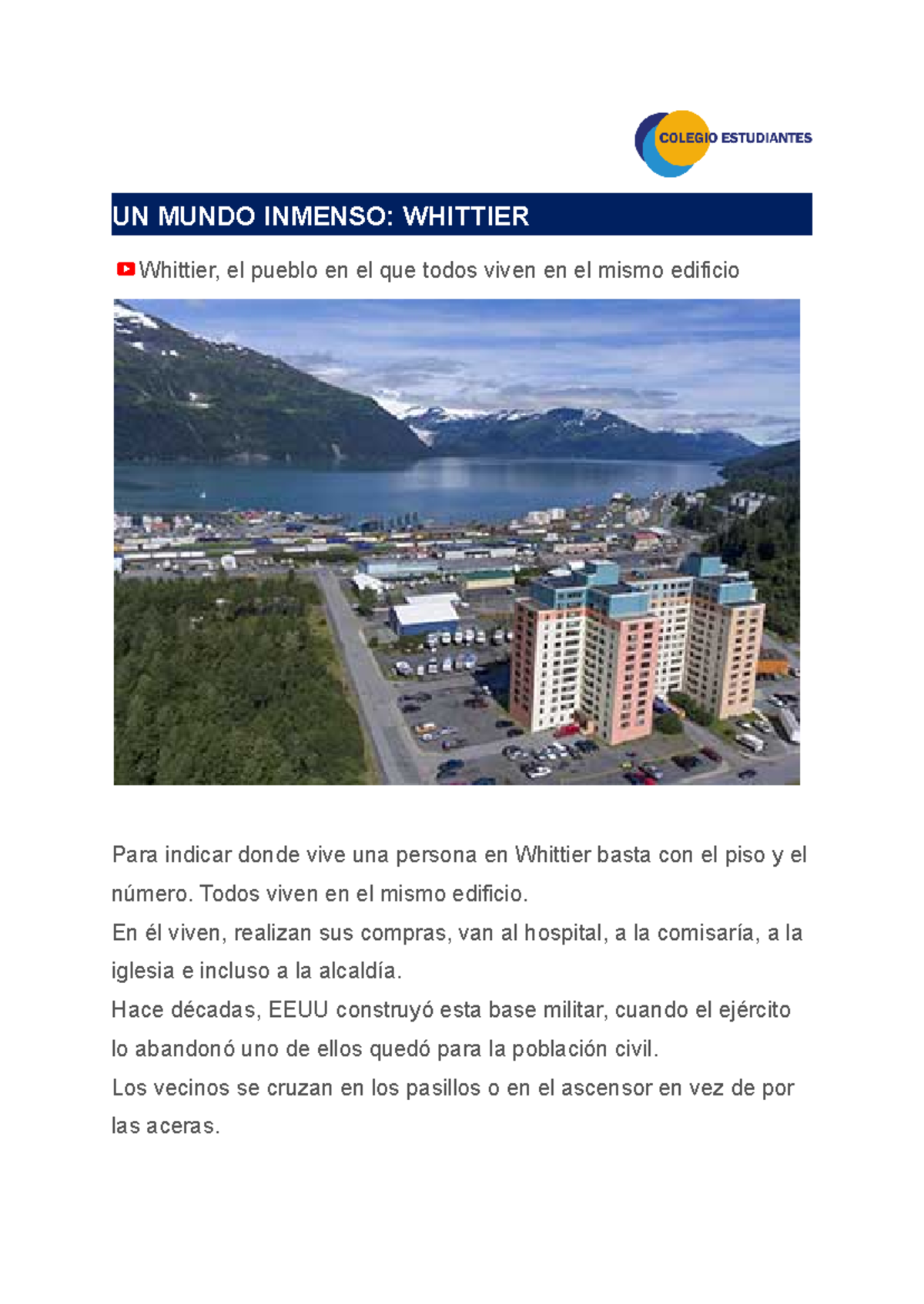 UN MUNDO INMENSO: VIVIR EN WHITTIER Y SU COMUNIDAD EN EL EDIFICIO - Studocu