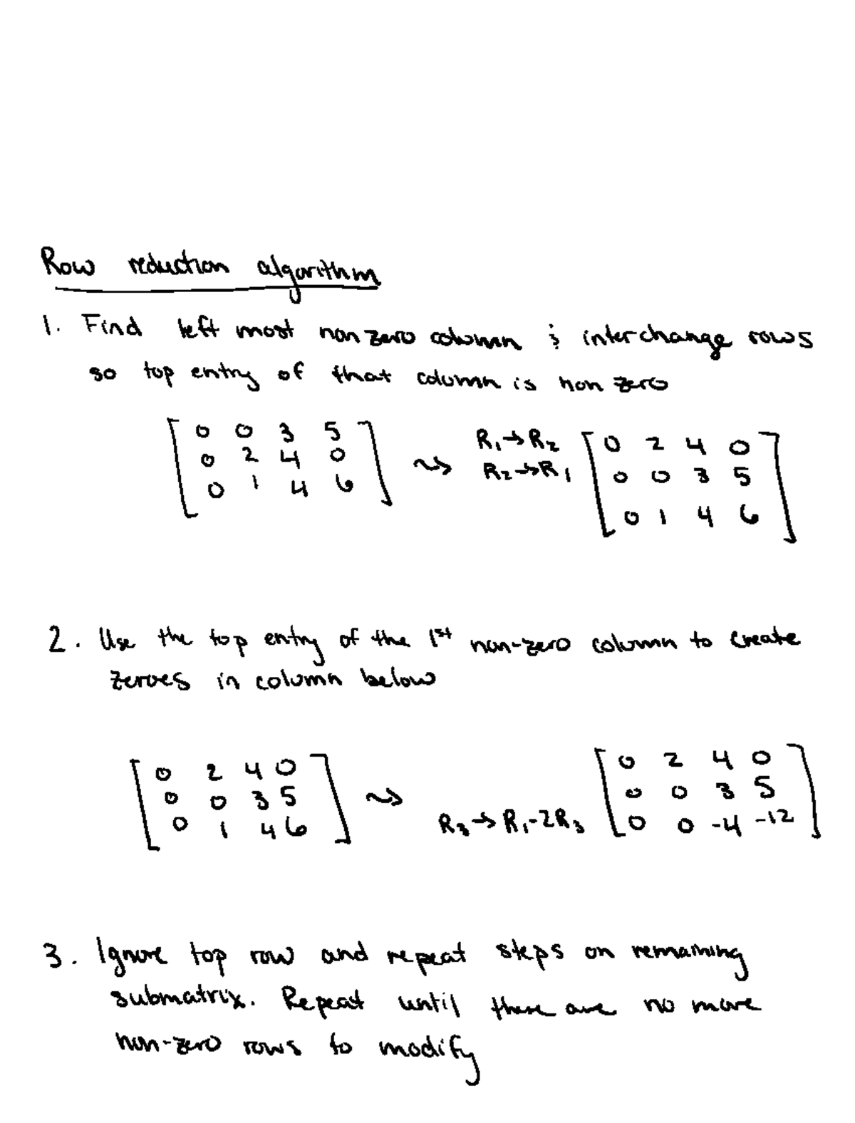 M 340L Ch 1.2 - 1.3 Row Reduction Algorithm & Vector Equations - Studocu