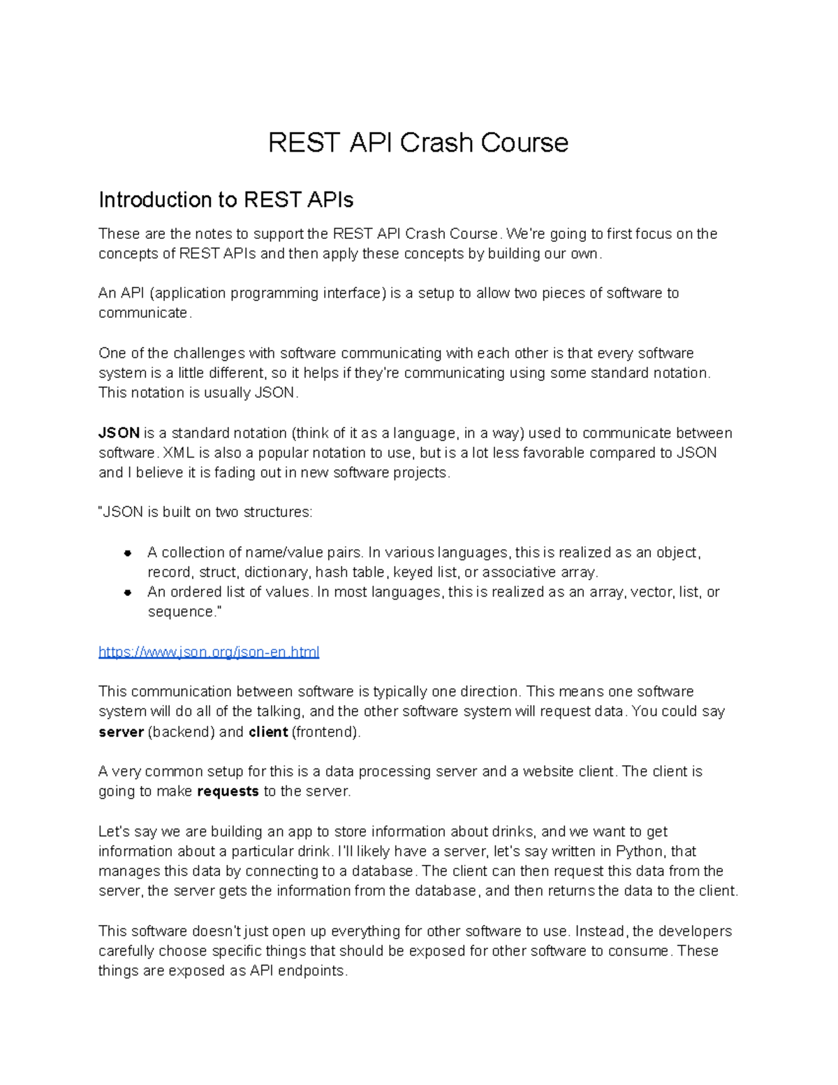REST API Crash Course: Concepts, Python, Flask, and Postgres Notes ...