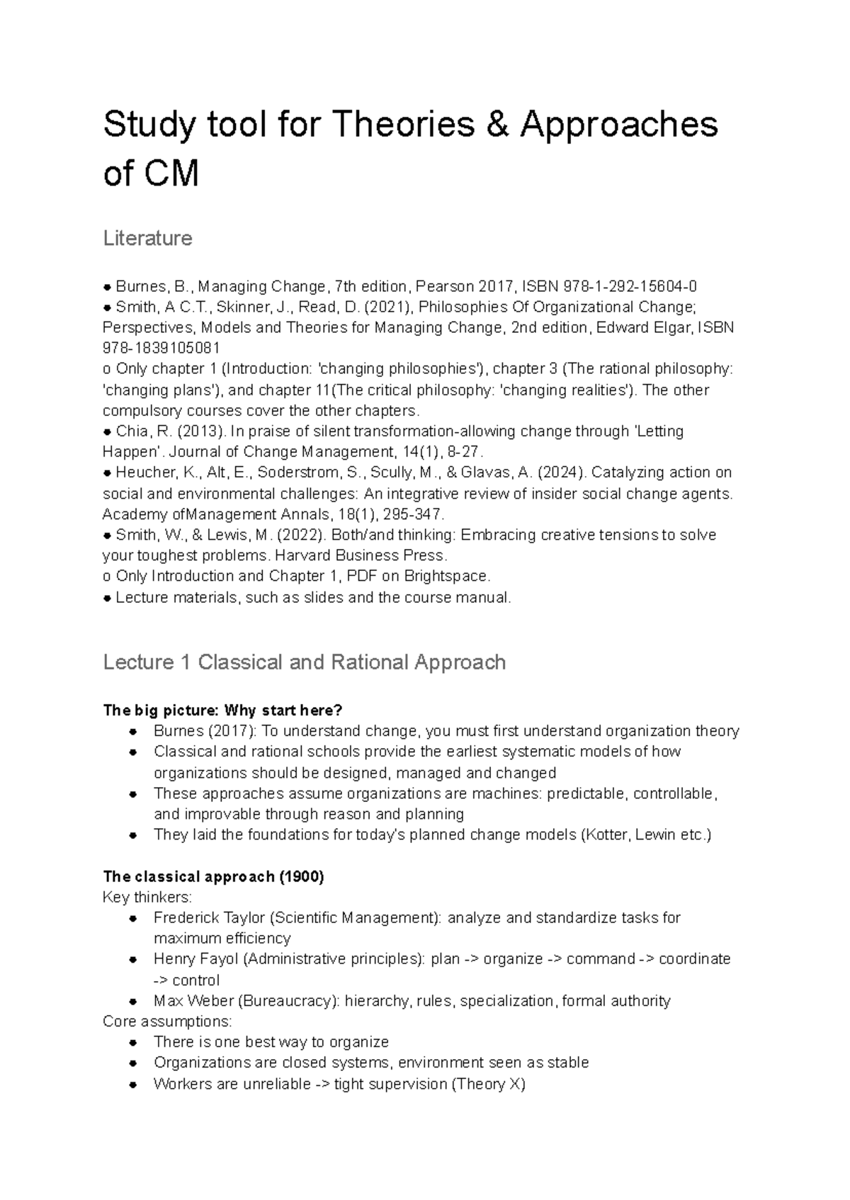 Study Tool for CM Literature: Theories & Approaches (T&A) - Studeersnel