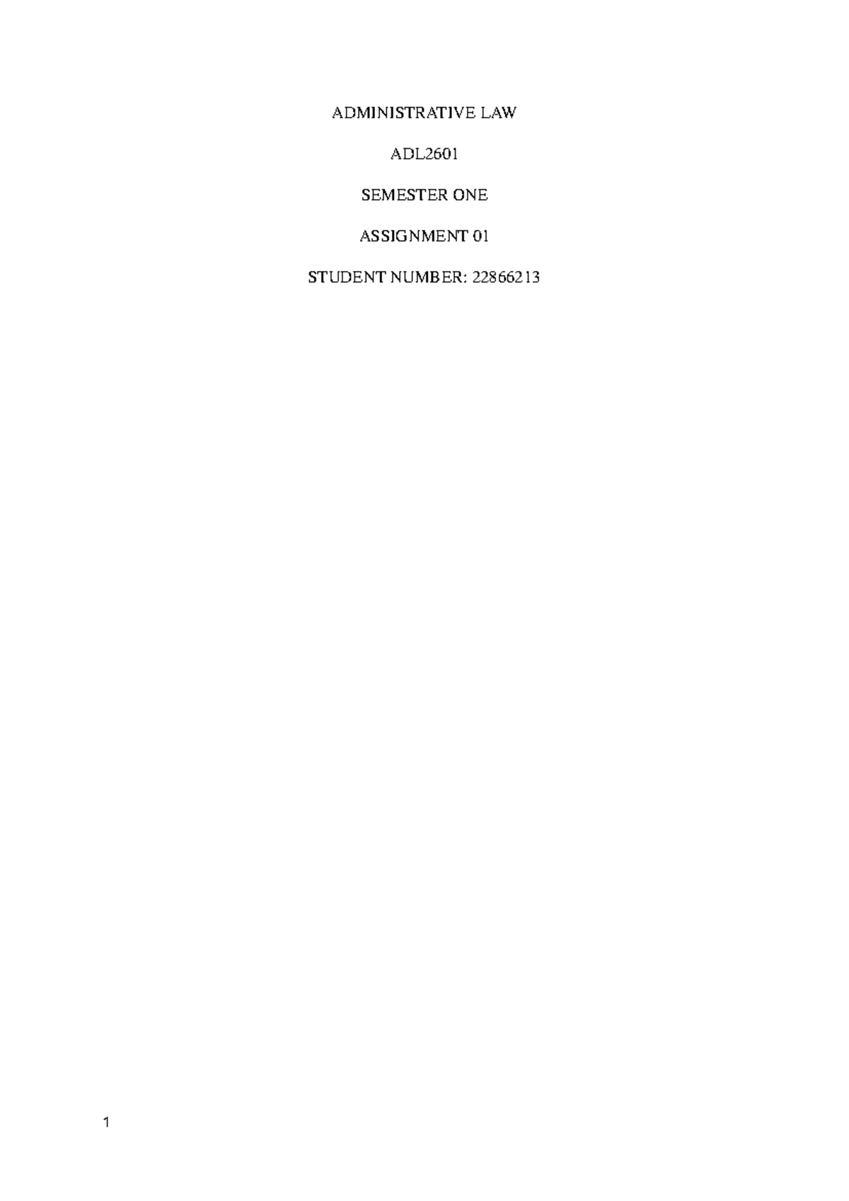 ADL2601 Semester 1 Assignment 01: Key Concepts in Administrative Law ...