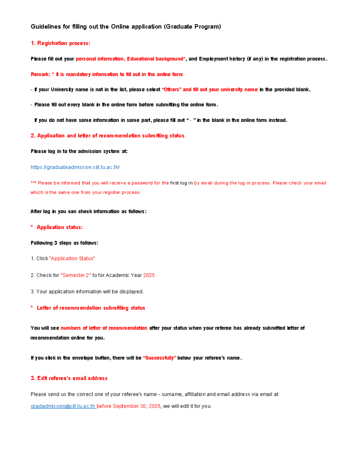 Guidelines for Completing the Online Application (Grad Program) 2025 ...