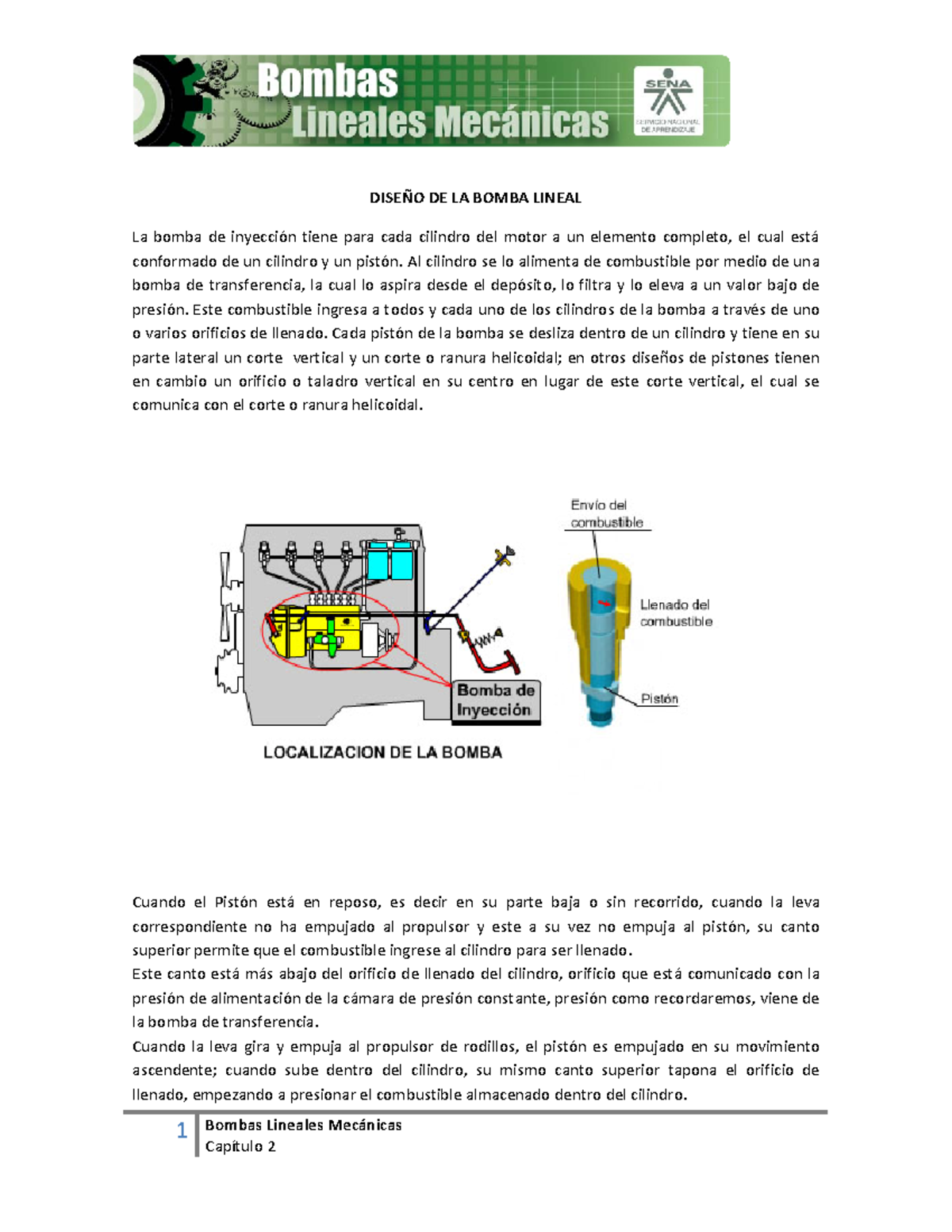 Estudio sobre Bombas de Inyección: Cilindros y Pistones Diseño - Studocu