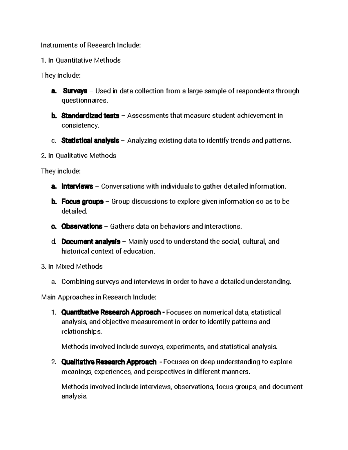 Research Instruments and Approaches in Education (EDU 101) - Studocu