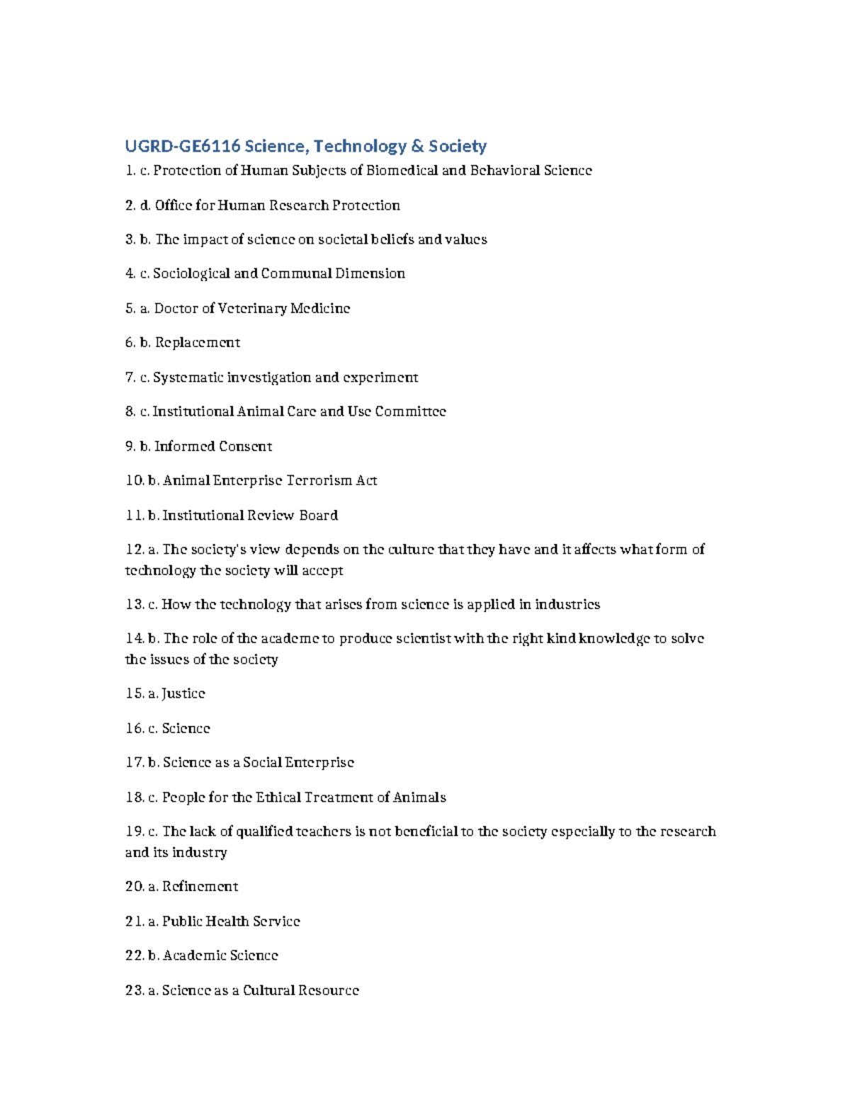 UGRD-GE6116 Science, Technology & Society Prelim Exam Notes - Studocu