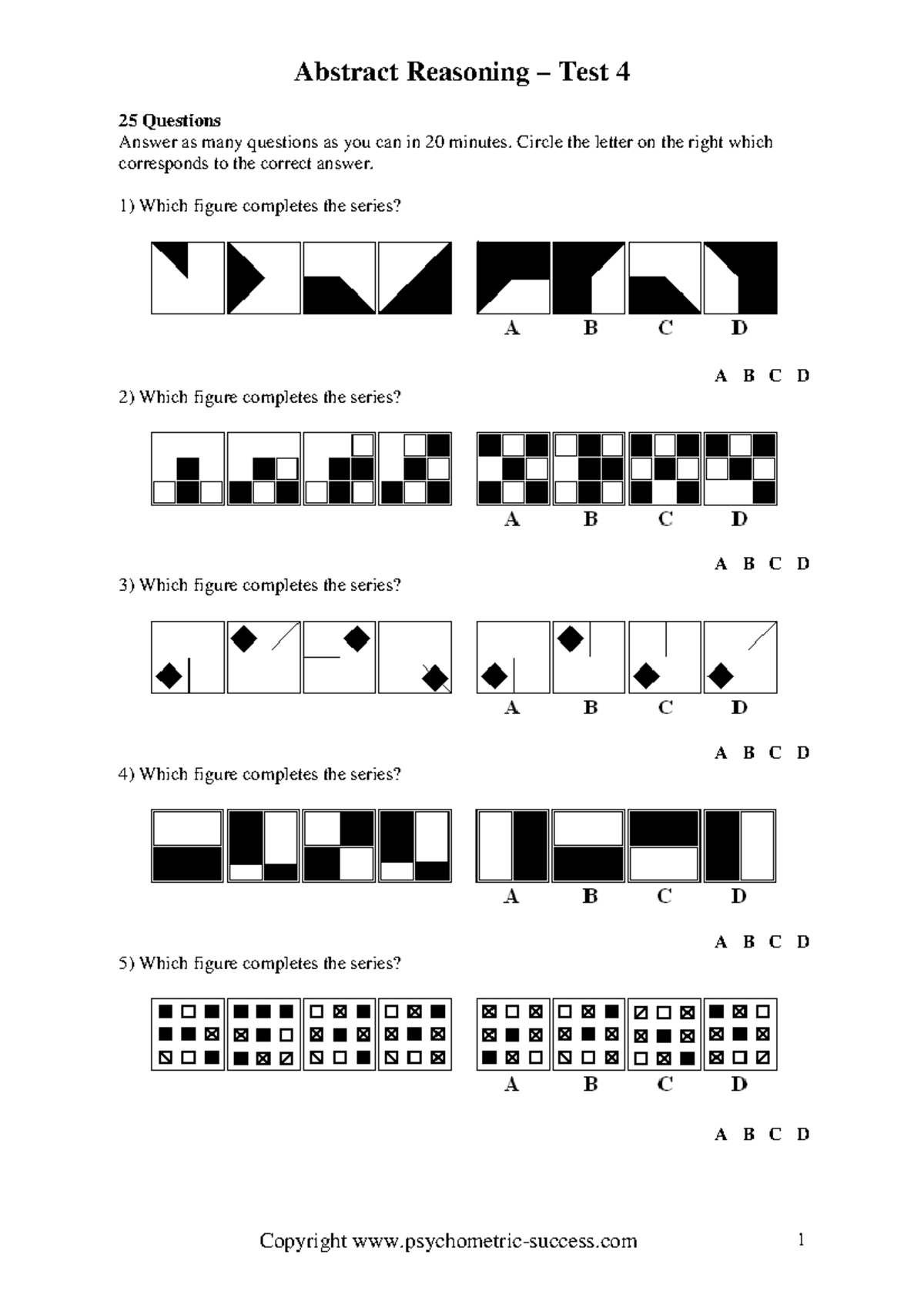 Abstract Reasoning Test 4: 25 Questions with Answers - Studocu