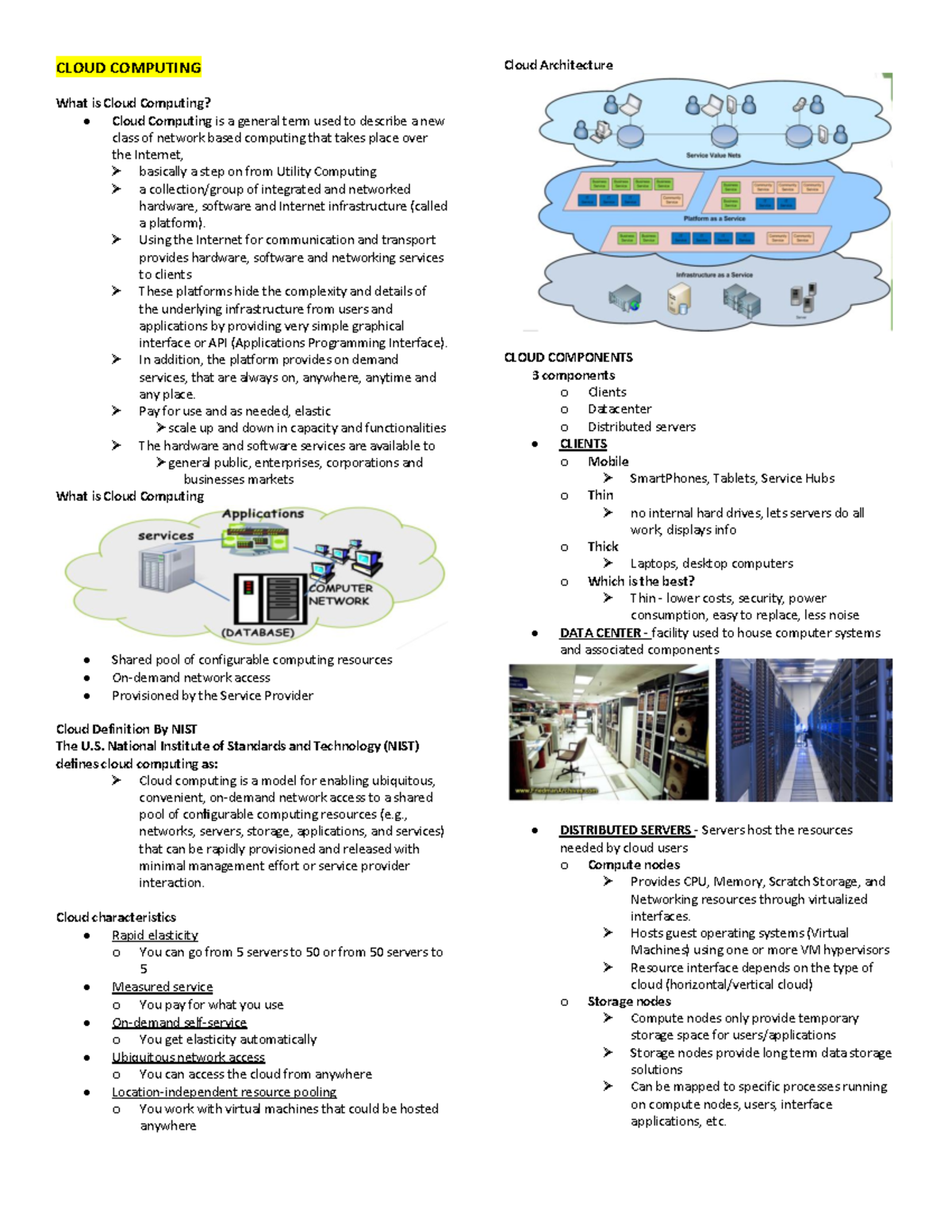 ELEC211 Finals: Cloud Computing, AI, Deep Learning & Machine Learning ...
