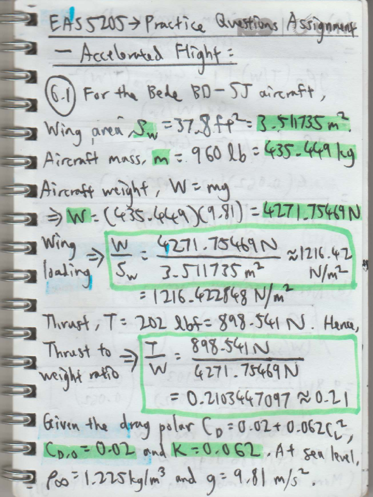 EAS 5205 Practice Questions: Bede Aircraft Performance Analysis - Studocu