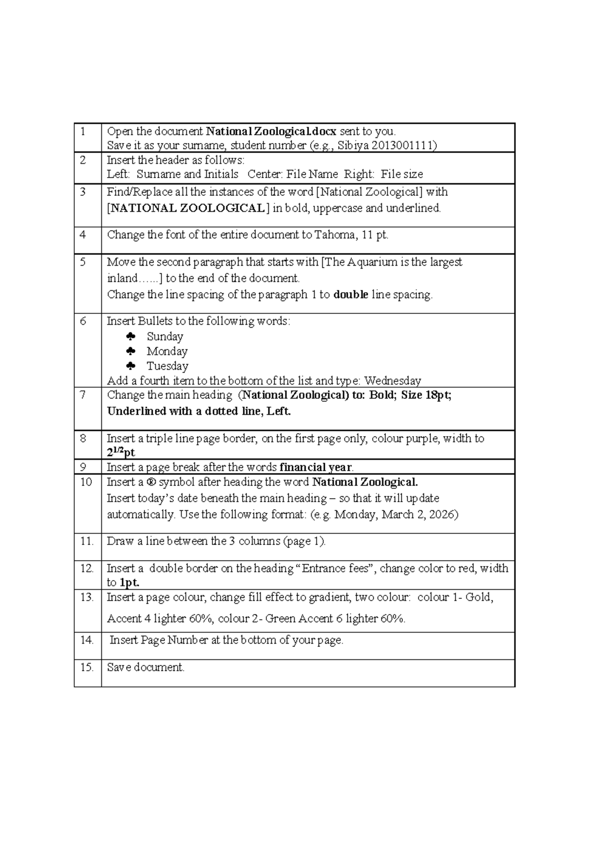 Instructions A3: Document Formatting Guidelines for National Zoological ...