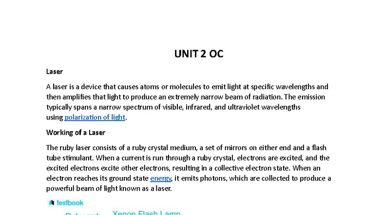UNIT 2 OC - Laser and Fiber Optic Technology Notes - Studocu