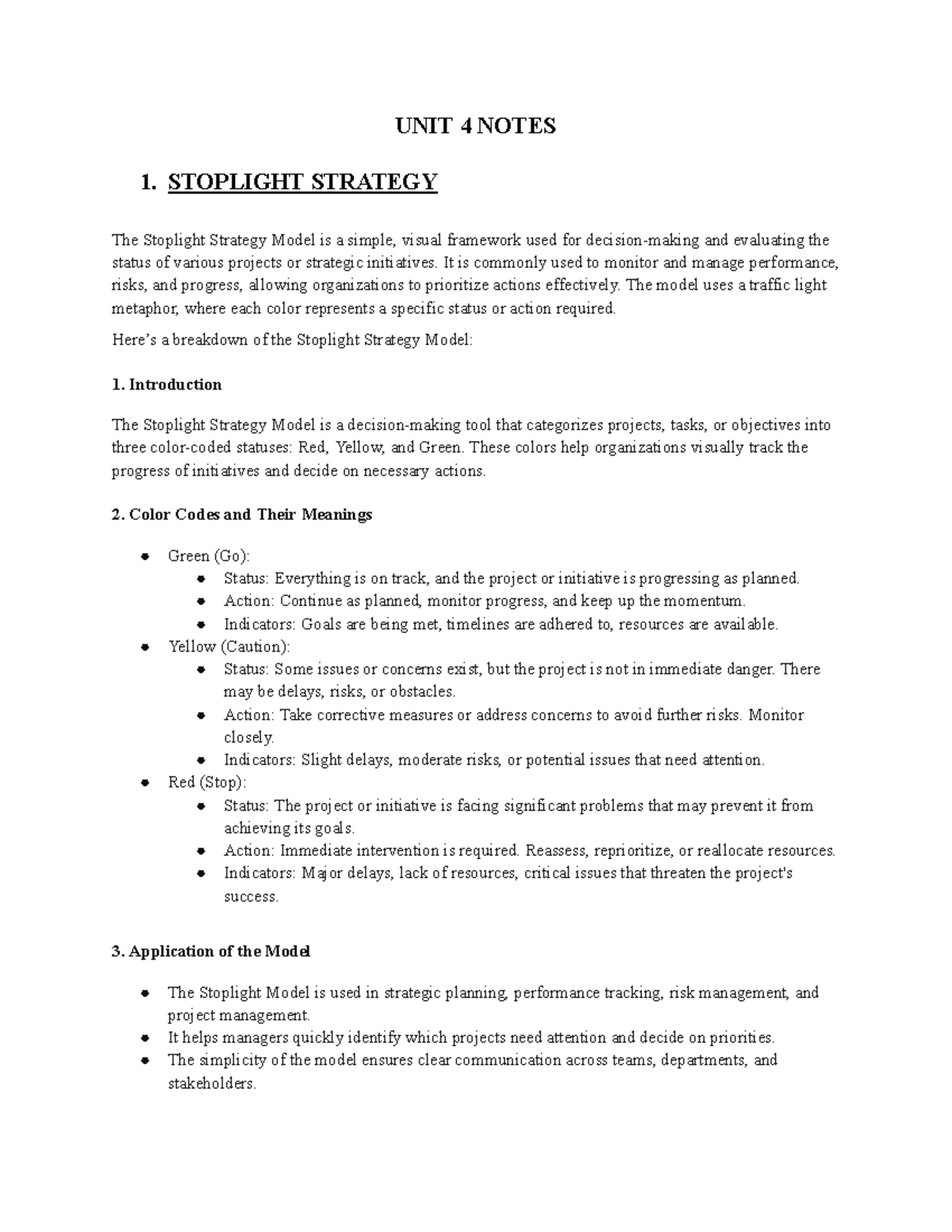 UNIT 4 NOTES: Stoplight, BCG, DPM, PIMS Models & Leadership Strategies ...