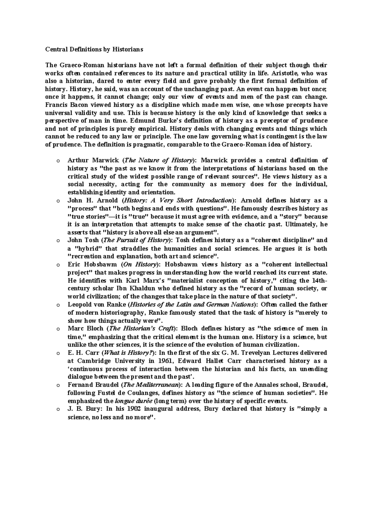 Historical Schools-1: Definitions & Meanings of History by Scholars ...
