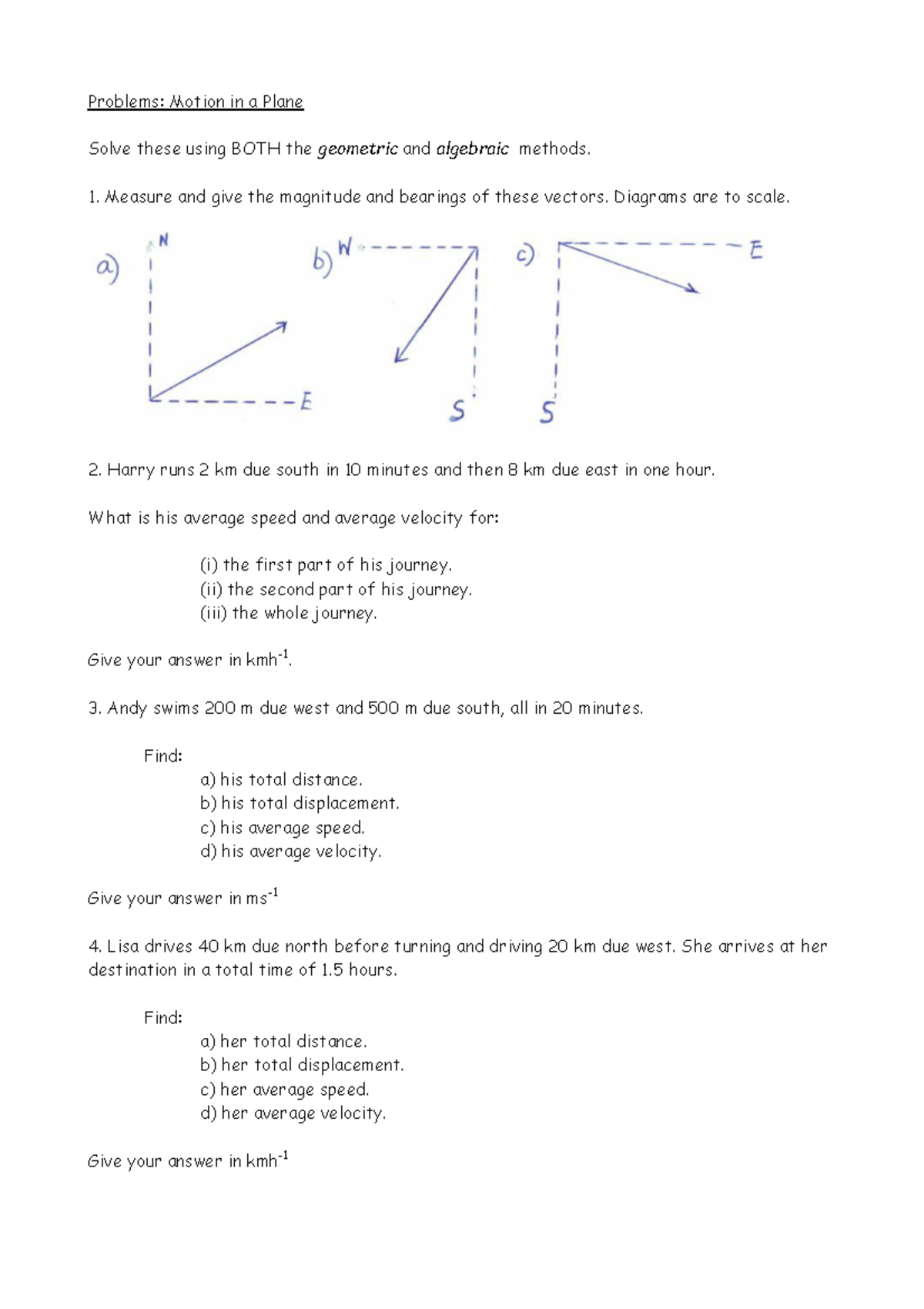 1.9 Motion in a Plane: Problems & Solutions - Studocu