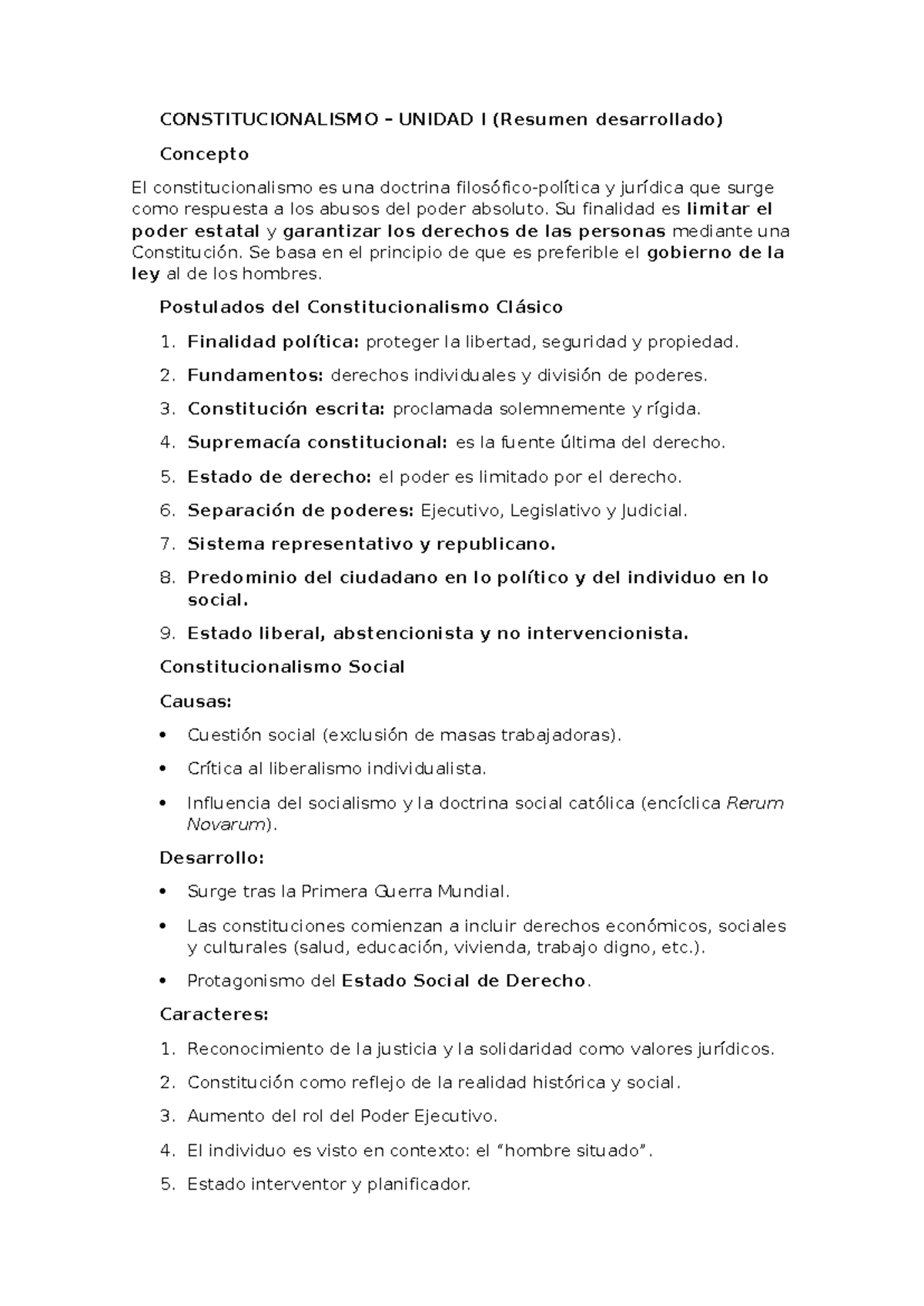 Final Exam Derecho Constitucional UNIDAD I y II (Resumen) - Studocu