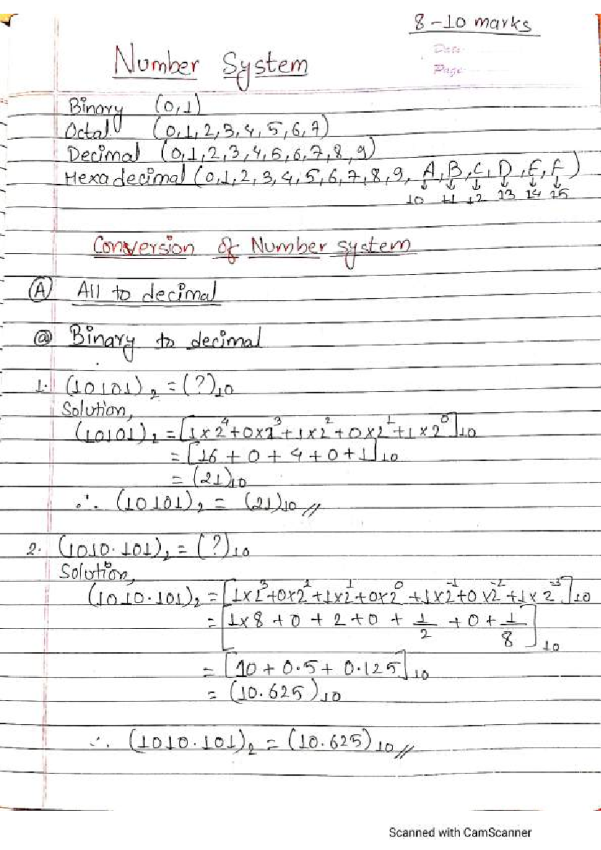 Conversion of Number Systems: Notes for Course 10 LL - Studocu
