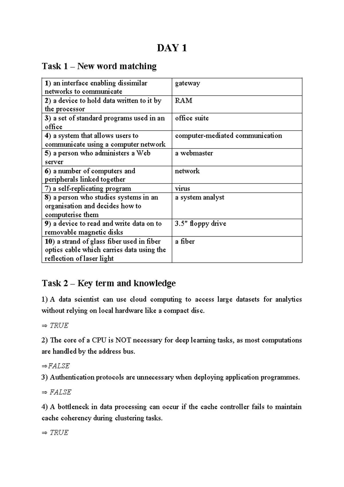 DAY 1 - Data Science Concepts and Key Terms Overview - Studocu