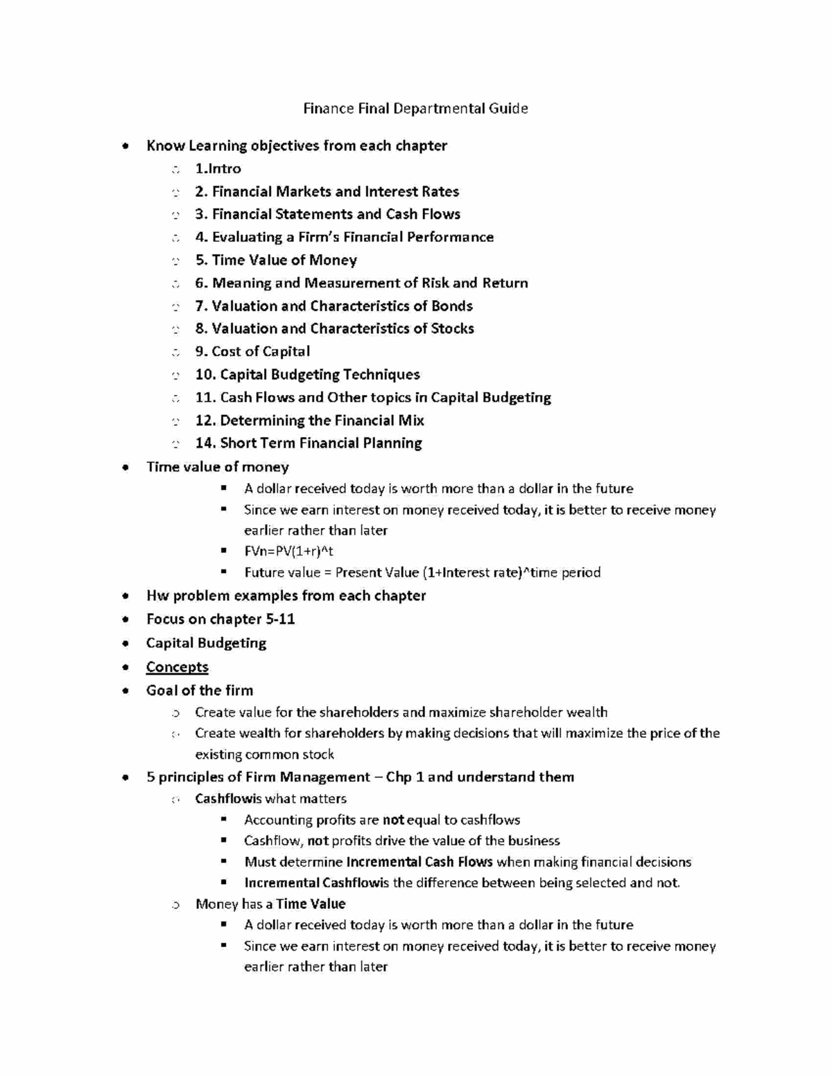 Finance final departmental guide - Financial Markets and Interest Rates ...