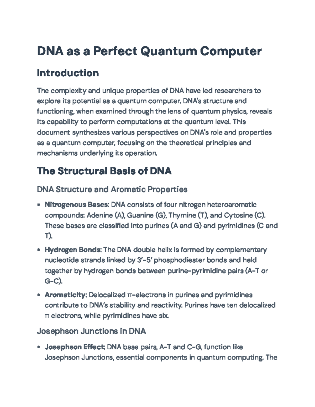 DNA as a Quantum Computer: Theoretical Insights & Practical ...