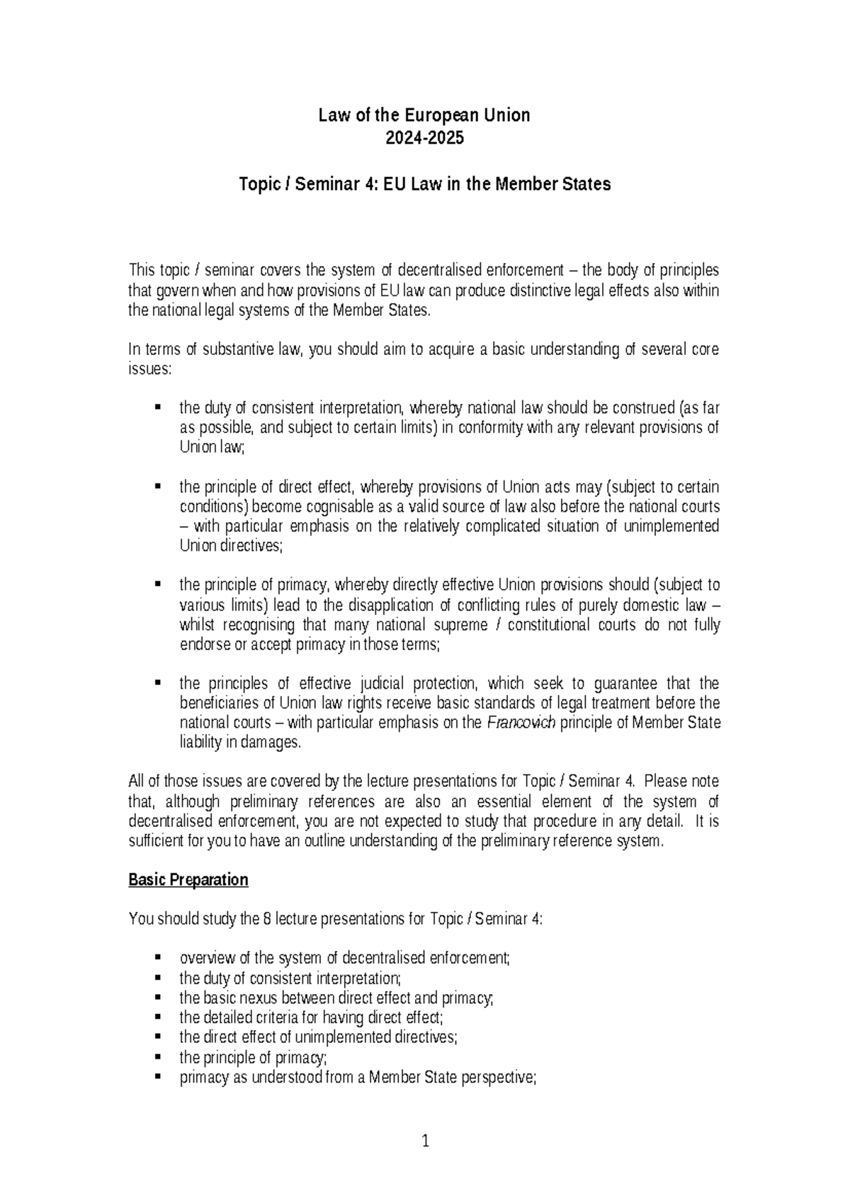 EU 24-25 Seminar 4 Preparation Guide Final - Tagged - Law of the ...