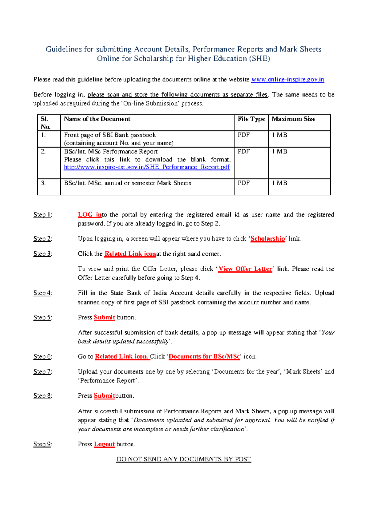 Guidelines for Uploading Documents Online for SHE Scholarships - Studocu