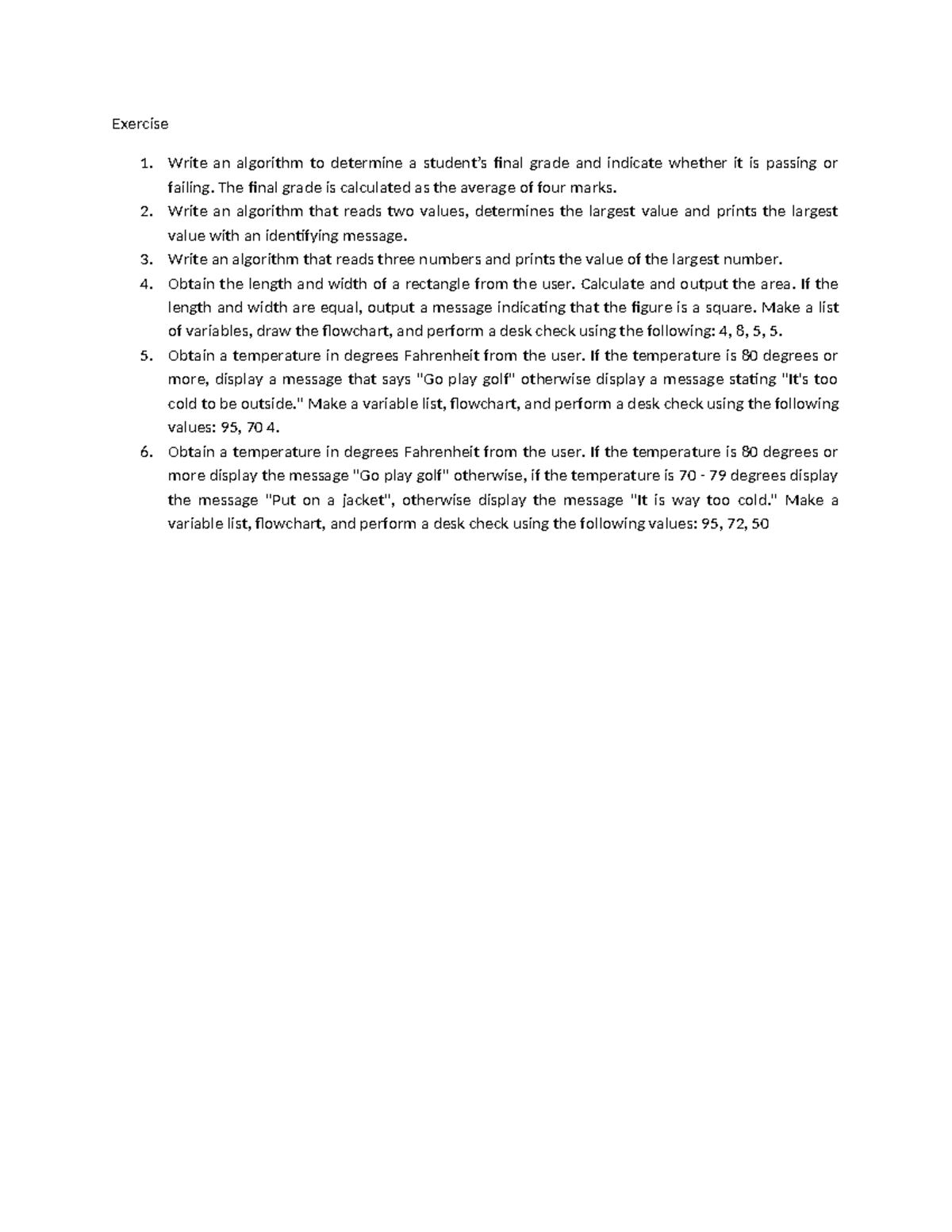 CS101: Selection Algorithms and Flowchart Examples - Studocu
