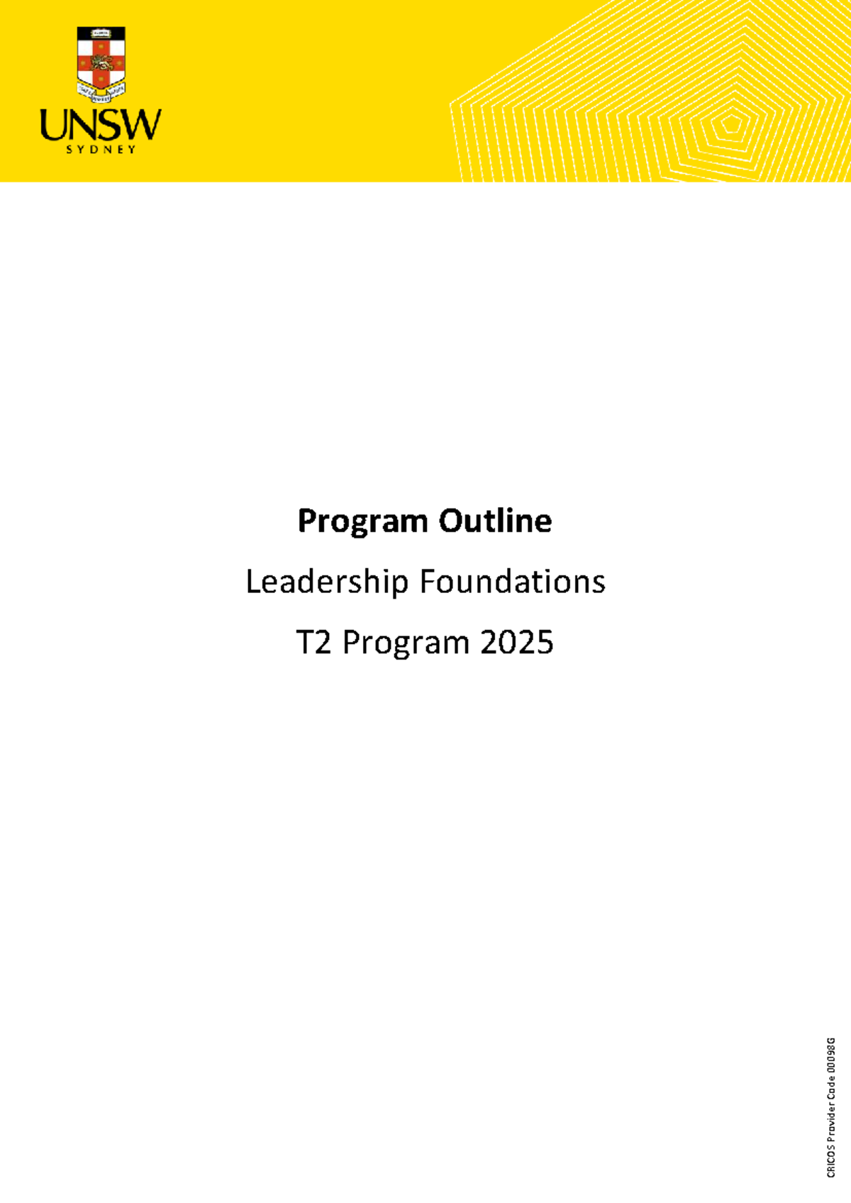 Program Outline: Leadership Foundations 25T2 - Overview and Details ...