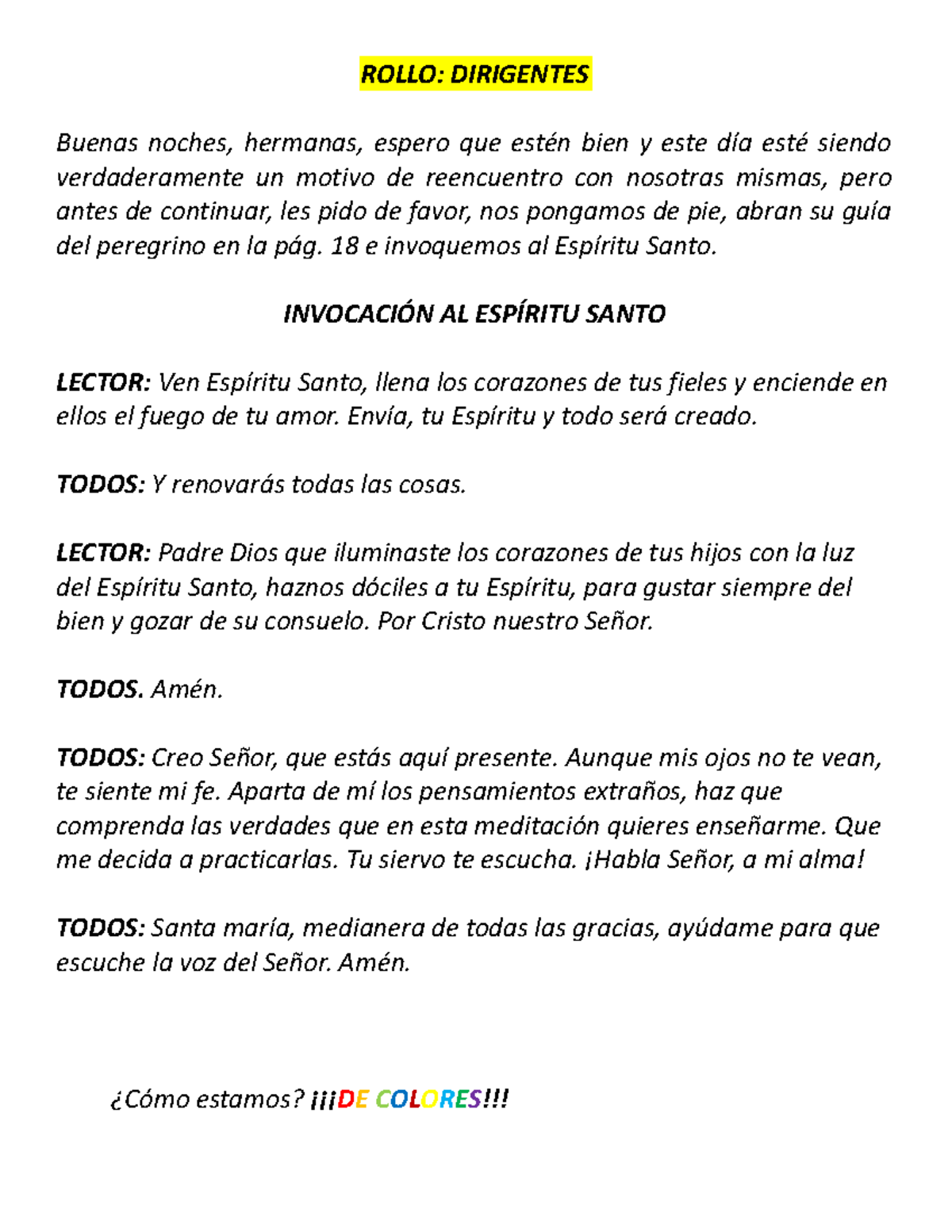 Rollo Dirigentes - Reflexiones sobre el Liderazgo Cristiano - Studocu