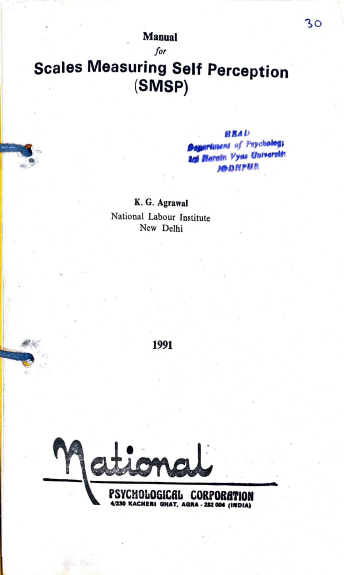 Manual for Scales Measuring Self Perception (SMSP) - Studocu