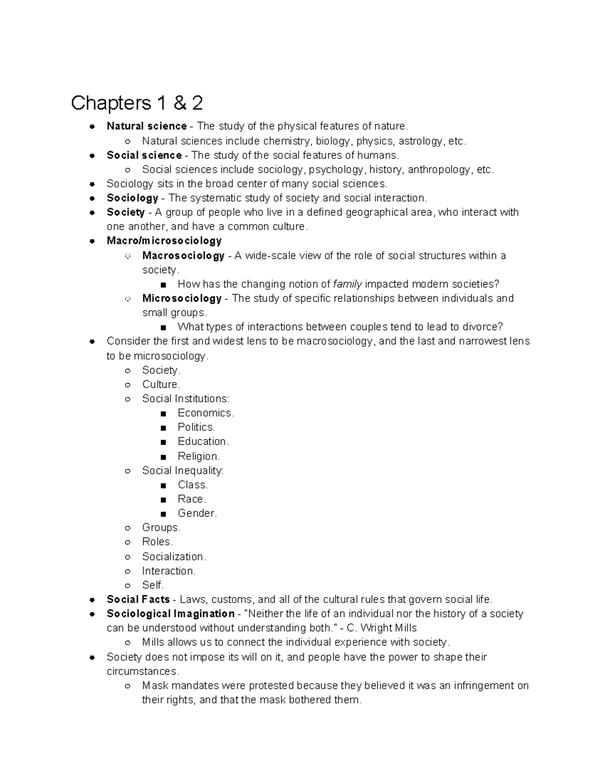 Sociology Exam Study Guide: Theories, Concepts & Key Terms - Studocu