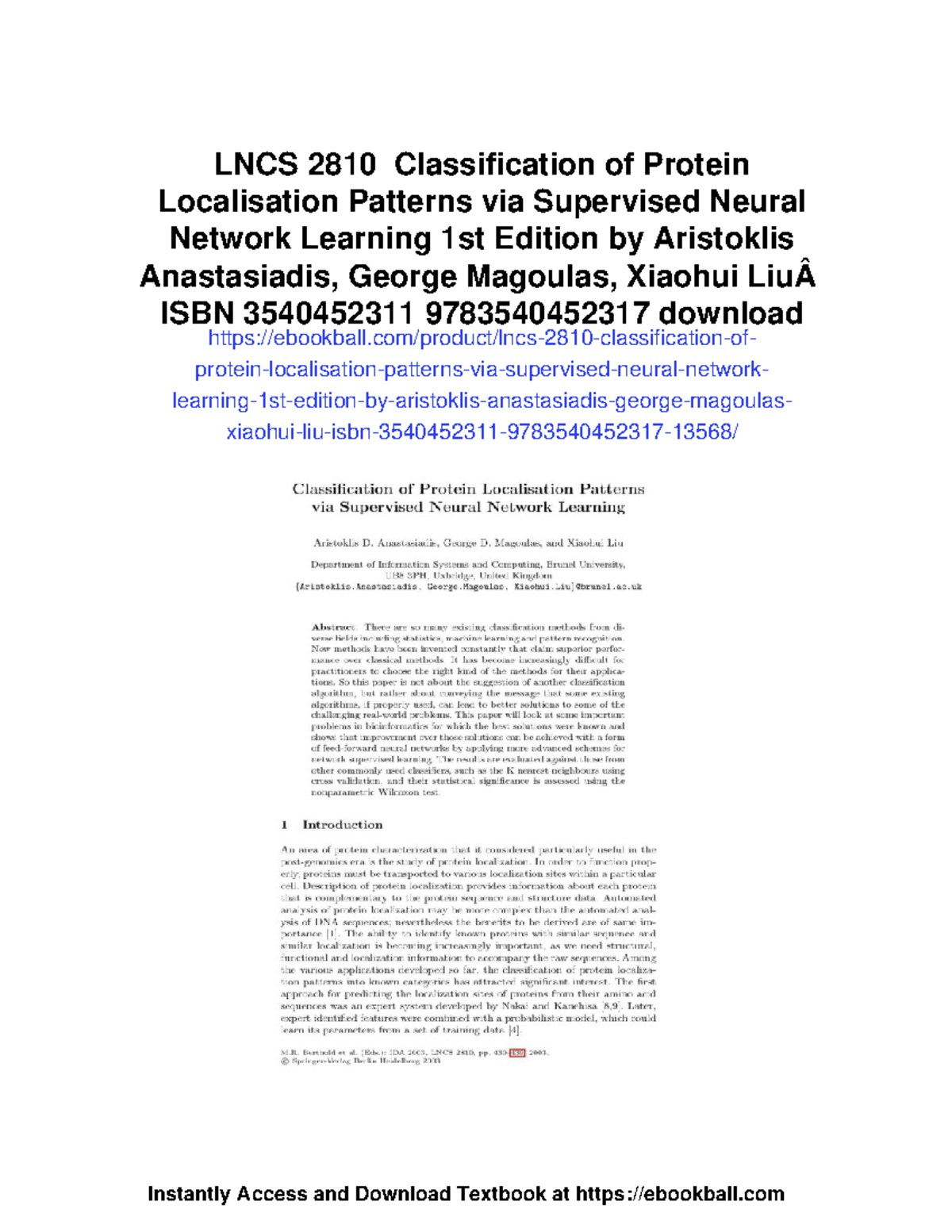 LNCS 2810 Classification of protein localisation patterns using neural ...