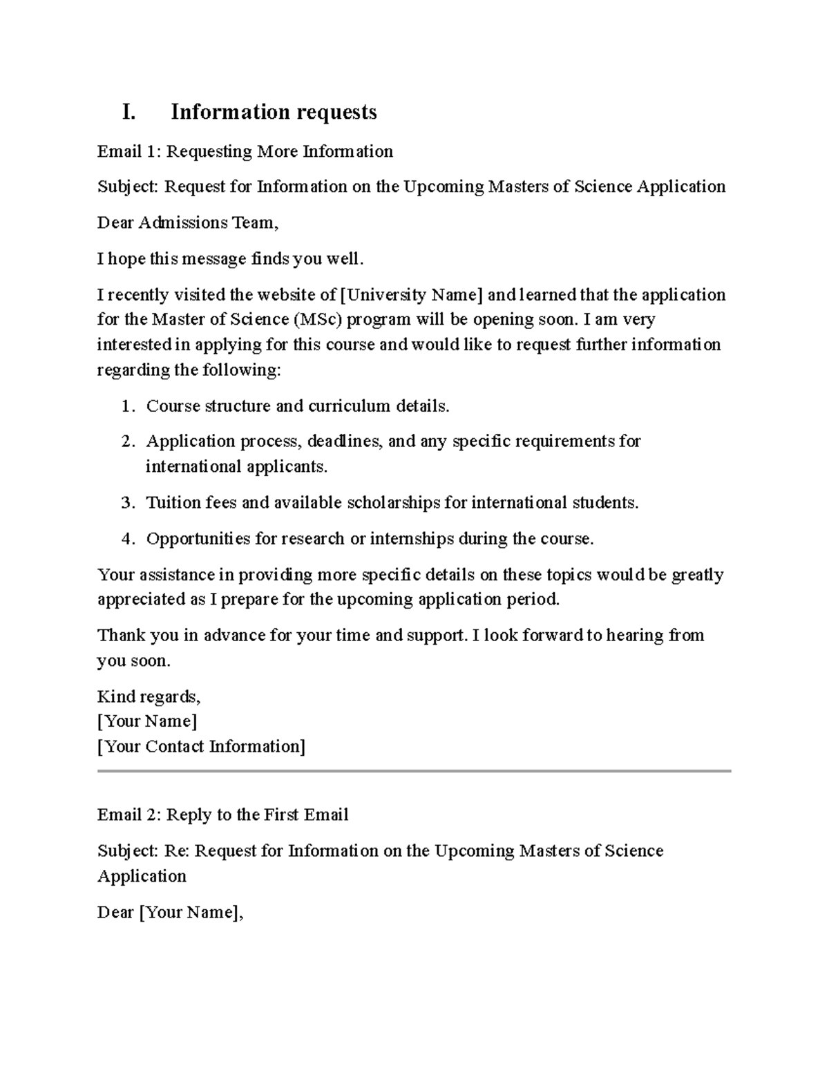 New Microsoft Word Document - I. Information requests Email 1 ...