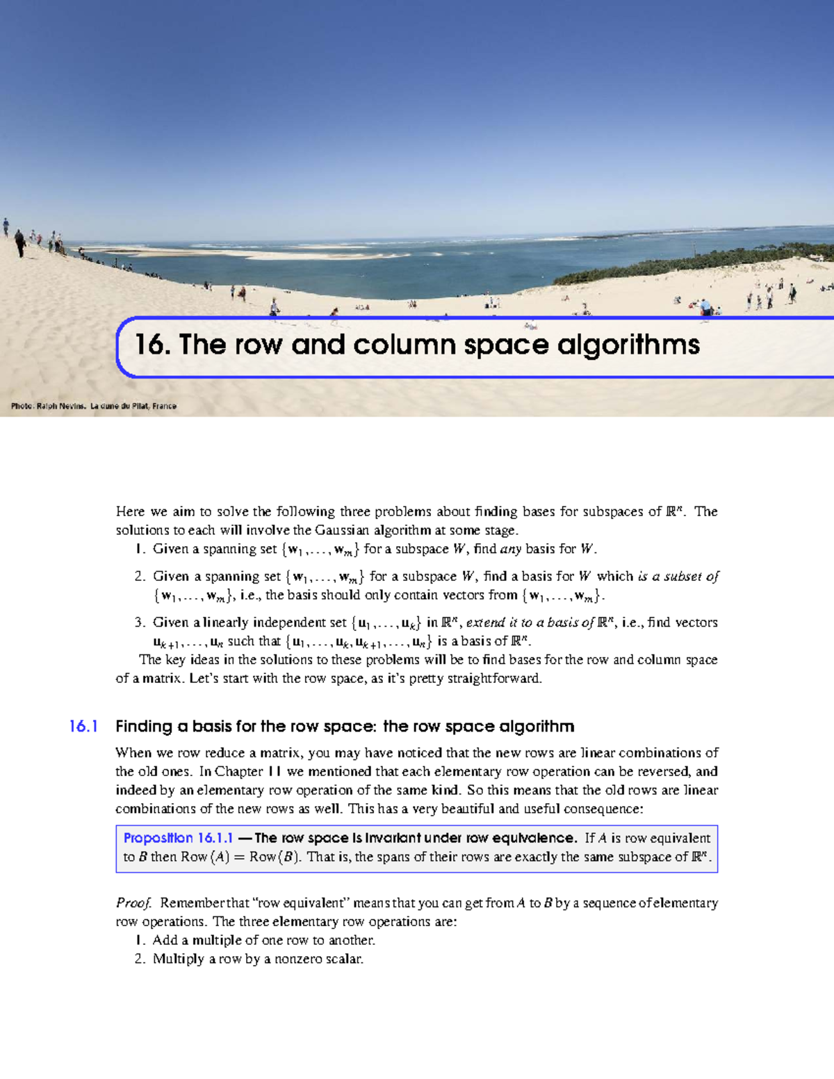 Row and Column Space Algorithms: Finding Bases for Rn - Studocu