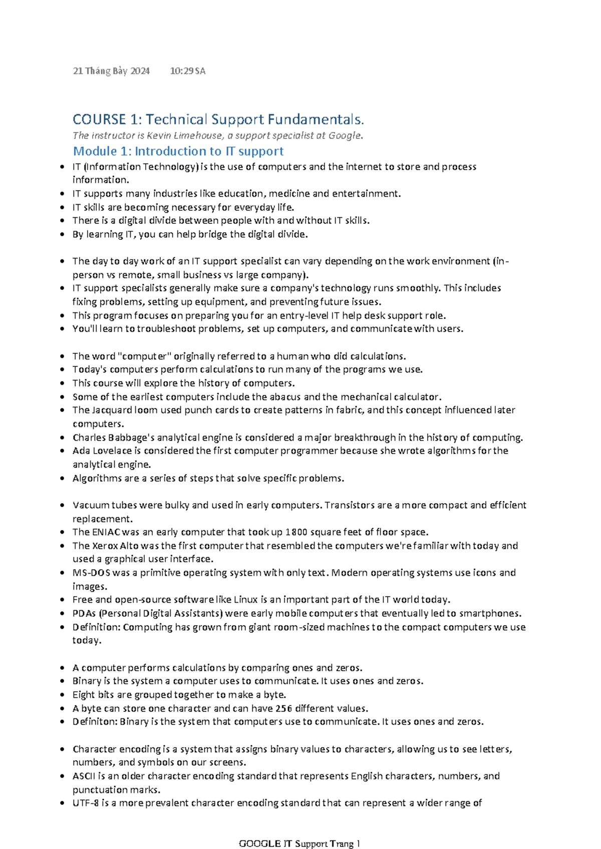 Course 1: Final Exam Study Notes on Technical Support Fundamentals ...