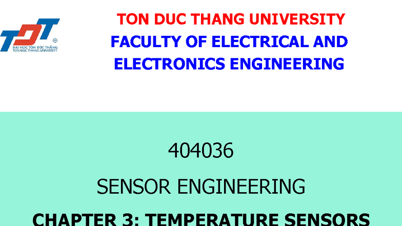 404036 SENSOR ENGINEERING CHAPTER 3: TEMPERATURE SENSORS - Studocu